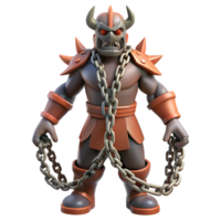 vibrant rustic 3D Render Orc Warrior with Chains high quality png
