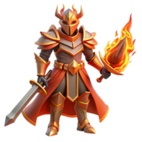 serene abstract Fiery Knight 3D Render high quality png