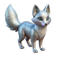 serene creative Sparkling Silver Fox 3D Render high resolution png