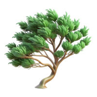 elegant abstract 3D Render Green Tree Illustration high resolution png