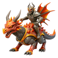 stunning minimalist Fiery Dragon Knight 3D Render high resolution png