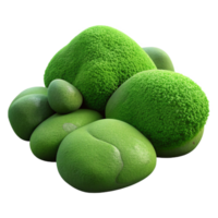 extraordinary rustic 3D Render Mossy Stones Green Background authentic png