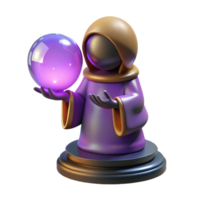 extraordinary abstract 3D Render Mystic Wizard with Crystal Ball high resolution png