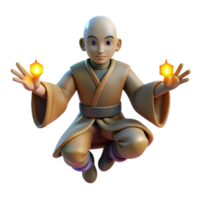 magnificent artistic 3D Render Monk Meditating with Flames high resolution png