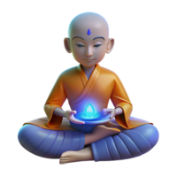 impressive modern 3D Monk Meditating with Glowing Orb high quality png