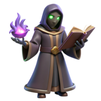 beautiful minimalist 3D Render Wizard Studying Spellbook high resolution png