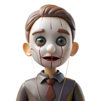extraordinary modern 3D Render Puppet Boy Illustration exclusive png