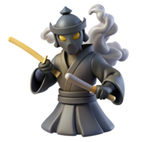 serene minimalist 3D Render of a Stylized Warrior original png