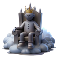serene creative 3D Render King on Throne Cloud Illustration high resolution png