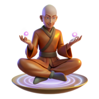 beautiful rustic 3D Monk Meditating with Energy Orbs Illustration exclusive png