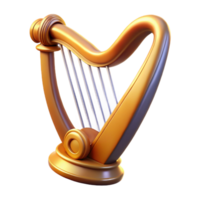 impressive rustic Golden Harp 3D Render authentic png