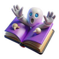 elegant artistic 3D Ghost in Book Illustration authentic png