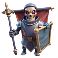 serene abstract Skeleton Knight 3D Render authentic png
