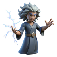 elegant rustic 3D Render Boy Wizard with Lightning 4K png