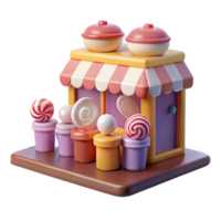 serene classic 3D Render Candy Shop Illustration 4K png