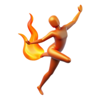 extraordinary classic 3D Illustration Fiery Figure in Motion high resolution png
