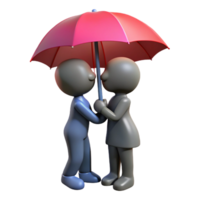 elegant rustic 3D Render Couple Under Umbrella authentic png