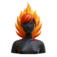lindo abstrato fogosa cabelo 3d modelo render Alto resolução png