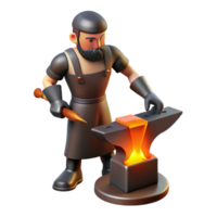 serene rustic Blacksmith 3D Render Anvil, Tools, Craft authentic png