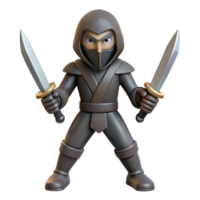 impressive traditional 3D Cartoon Ninja with Daggers authentic png