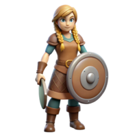 serene traditional 3D Render Girl Warrior Cartoon high resolution png
