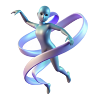stunning contemporary 3D Render of Abstract Figure with Ribbon authentic png