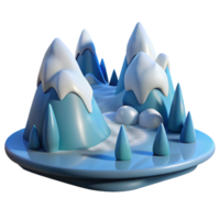 magnificent modern Cartoon Snowy Mountain 3D Render authentic png