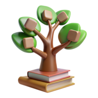 sereno abstrato 3d render árvore do conhecimento em livros Alto resolução png