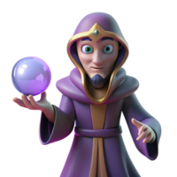 stunning rustic 3D Cartoon Wizard with Magic Orb authentic png