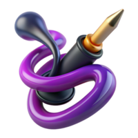 vibrant abstract Abstract 3D Render Purple Swirl Gold Tip authentic png