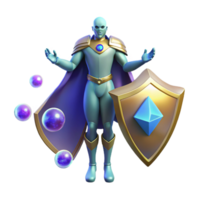 beautiful abstract 3D Render Mystic Protector with Shield 4K png