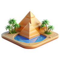 elegant rustic 3D Render Pyramids Oasis Island authentic png