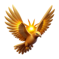 serene minimalist Golden Bird 3D Illustration high resolution png