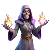 dramatic rustic 3D Render Undead Sorceress with Flames detailed png