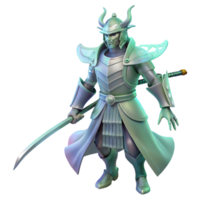 beautiful minimalist 3D Render Samurai Warrior Illustration detailed png