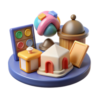 stunning abstract Colorful 3D Render of Playful Objects premium png