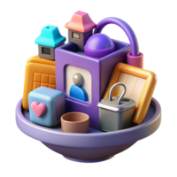 extraordinary abstract Colorful 3D Render of Objects on Tray detailed png