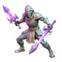 vibrant creative 3D Render Fantasy Knight with Swords original png