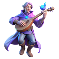 stunning minimalist 3D Render of a Musician Playing a Lute 4K png