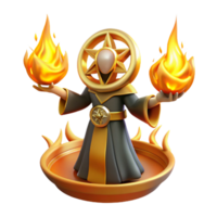 elegant creative 3D Render of a Fire Wizard authentic png