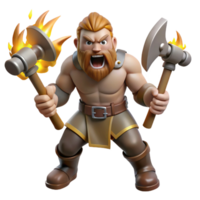 extraordinary artistic Fierce 3D Barbarian Warrior Illustration authentic png