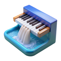 vibrant rustic 3D Render of Piano Keys in Water high resolution png