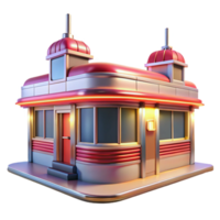 extraordinary modern Retro Diner 3D Model premium png
