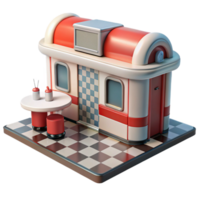 dramatic minimalist Retro Diner 3D Model Illustration professional png