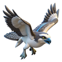 dramatic artistic Cartoon Osprey 3D Render high resolution png