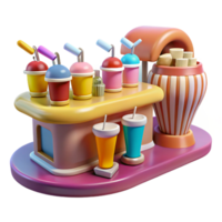 impressive traditional 3D Render of a Colorful Drink Stand authentic png