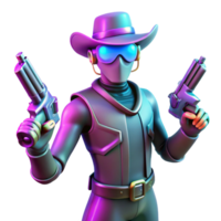 impressive abstract Neon Gunslinger 3D Render high quality png