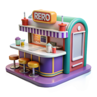 stunning abstract 3D Render of a Colorful Retro Snack Bar 4K png