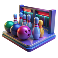 serene abstract 3D Bowling Pins and Balls Illustration detailed png
