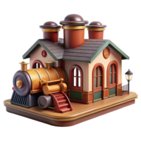 wonderful rustic Charming 3D Render of Train Station professional png